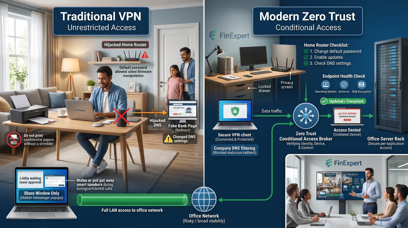 Rysunek 5. Model dostępu tradycyjnego VPN a architektura Zero Trust Network Access (ZTNA).